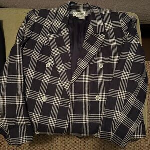 Carlisle Men's Double-Breasted Navy Check Blazer